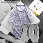 Bộ đồ nam gồm áo cổ tròn và quần short thun, có bán rời
