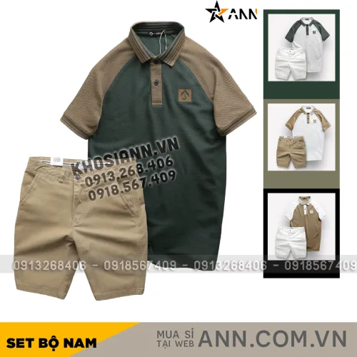 Nguồn hàng sỉ set Bộ Nam Áo Polo Cổ Bẻ Phối Màu Quần Short Kaki Rurumen Cao Cấp