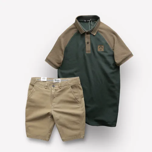 Nguồn hàng sỉ set Bộ Nam Áo Polo Cổ Bẻ Phối Màu Quần Short Kaki Rurumen Cao Cấp