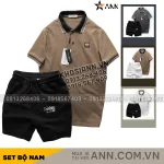 Bộ Nam Polo Cổ Bẻ Thêu Chữ KK Kèm Quần Short Thun