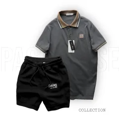 Bộ Nam Polo Cổ Bẻ Thêu Chữ KK Kèm Quần Short Thun