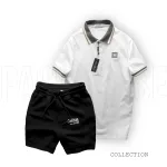 Bộ Nam Polo Cổ Bẻ Thêu Chữ KK Kèm Quần Short Thun