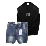 Nguồn hàng sỉ set Bộ Nam Áo Thun 3 Lỗ In Chữ Make Quần Short Jeans