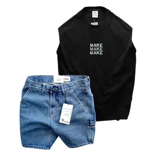Nguồn hàng sỉ set Bộ Nam Áo Thun 3 Lỗ In Chữ Make Quần Short Jeans