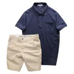 Bộ nam cao cấp: áo thun cổ bẻ túi trước ngực và quần short kaki, có size 3XL