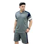 Nguồn hàng sỉ set Bộ Nam Áo Thun Cổ Bẻ Phối Sọc Màu + Quần Short Thun Thể Thao (Big Size)
