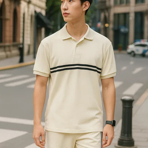 Nơi lấy sỉ set Bộ Nam Áo Thun Cổ Bẻ Phối Sọc Trước Ngực + Quần Short Thun (Big Size)
