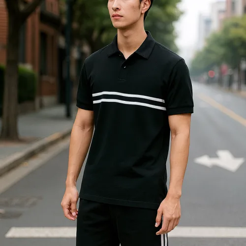 Nơi lấy sỉ set Bộ Nam Áo Thun Cổ Bẻ Phối Sọc Trước Ngực + Quần Short Thun (Big Size)