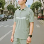 Nơi lấy sỉ set Bộ Nam Áo Thun Cổ Bẻ Phối Sọc Trước Ngực + Quần Short Thun (Big Size)