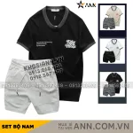 Chỗ sỉ set Bộ Nam Áo Thun Cổ Tròn In Chữ Enjoy The Process + Quần Short Thun Thể Thao Cao Cấp
