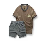 Chỗ sỉ set Bộ Nam Áo Thun Cổ Tròn In Chữ Enjoy The Process + Quần Short Thun Thể Thao Cao Cấp