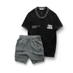 Chỗ sỉ set Bộ Nam Áo Thun Cổ Tròn In Chữ Enjoy The Process + Quần Short Thun Thể Thao Cao Cấp