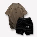 Shop sỉ set Bộ Nam Áo Thun Cổ Tròn Logo Chữ Nổi Quần Short Thun In Chữ Chicago