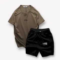 Shop sỉ set Bộ Nam Áo Thun Cổ Tròn Logo Chữ Nổi Quần Short Thun In Chữ Chicago
