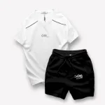 Shop sỉ set Bộ Nam Áo Thun Cổ Tròn Logo Chữ Nổi Quần Short Thun In Chữ Chicago