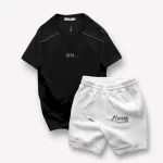Shop sỉ set Bộ Nam Áo Thun Cổ Tròn Logo Chữ Nổi Quần Short Thun In Chữ Chicago