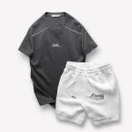 Shop sỉ set Bộ Nam Áo Thun Cổ Tròn Logo Chữ Nổi Quần Short Thun In Chữ Chicago