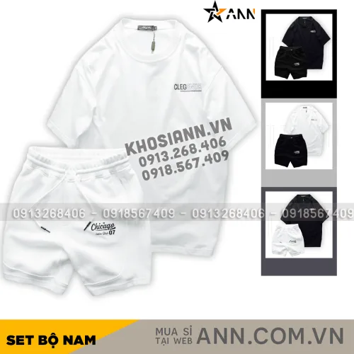 Chỗ sỉ set Bộ Nam Áo Thun Cổ Tròn Oversize In Chữ CLEGENDK Quần Short Thun