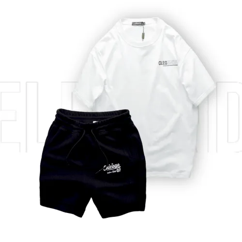 Chỗ sỉ set Bộ Nam Áo Thun Cổ Tròn Oversize In Chữ CLEGENDK Quần Short Thun