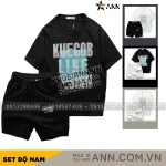 Set nam Pack Horse áo thun cổ tròn oversize và quần short thun