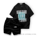 Set nam Pack Horse áo thun cổ tròn oversize và quần short thun
