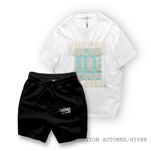 Set nam Pack Horse áo thun cổ tròn oversize và quần short thun