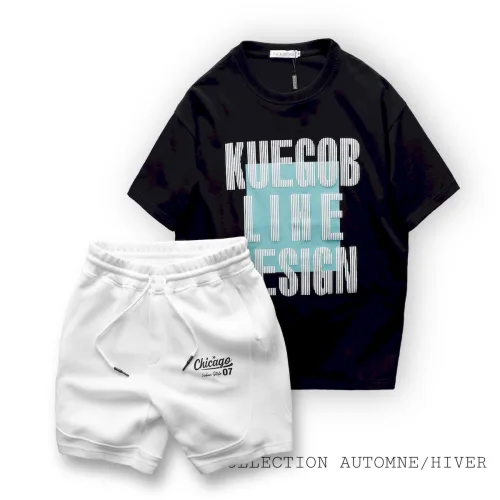 Set nam Pack Horse áo thun cổ tròn oversize và quần short thun
