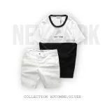 Bộ Nam Pack Hourse Áo Thun Cổ Tròn Hai Màu Kèm Quần Short Kaki Rurumen
