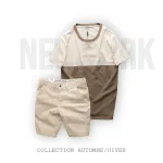 Bộ Nam Pack Hourse Áo Thun Cổ Tròn Hai Màu Kèm Quần Short Kaki Rurumen