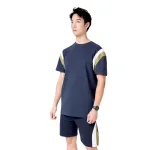 Bộ Nam Áo Thun Cổ Tròn Phối Sọc Màu Kèm Quần Short Big Size
