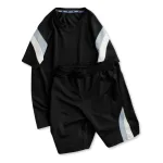 Bộ Nam Áo Thun Cổ Tròn Phối Sọc Màu Kèm Quần Short Big Size