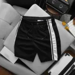 Chuyên sỉ set Bộ Nam Áo Thun Cổ Tròn Phối Sọc Vai Áo Và Thêu Chữ Pack Trước Ngực + Quần Short Thun Nam Phối Sọc Hai Bên Quần Có Big Size
