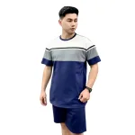 Chuyên sỉ set Bộ Nam Áo Thun Cổ Tròn Tay Ngắn Phối Sọc Màu + Quần Short Thun Thể Thao Cao Cấp (Big Size)