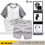 Chỗ sỉ set Bộ Nam Áo Thun Cổ Tròn Tay Phối Màu Quần Short Kaki Rurumen Cao Cấp