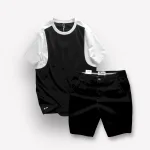 Chỗ sỉ set Bộ Nam Áo Thun Cổ Tròn Tay Phối Màu Quần Short Kaki Rurumen Cao Cấp