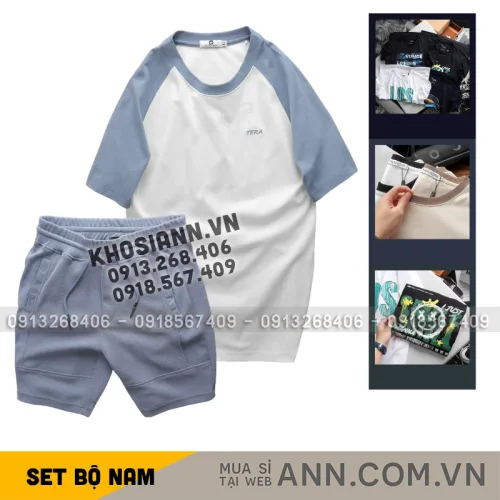 Bộ đồ nam cao cấp gồm áo thun cổ tròn các mẫu và quần short thun