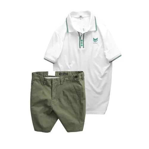 Set nam Pack Horse polo cổ bẻ logo Prefect và short kaki Size 36