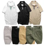 Set nam Pack Horse polo cổ bẻ logo Prefect và short kaki Size 36