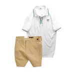 Set nam Pack Horse polo cổ bẻ logo Prefect và short kaki Size 36