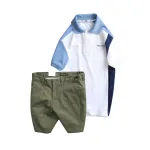 Set nam polo cá sấu poly ghép vải phối short kaki co giãn size 36