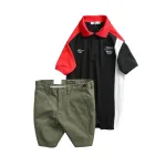 Set nam polo cá sấu poly ghép vải phối short kaki co giãn size 36