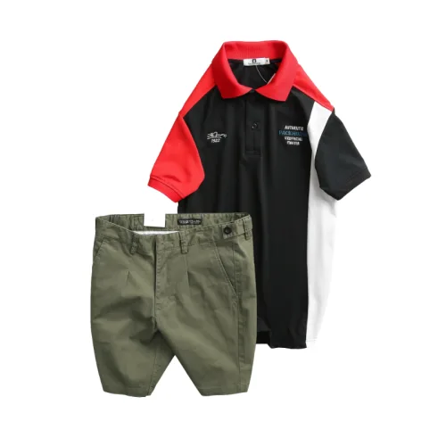 Set nam polo cá sấu poly ghép vải phối short kaki co giãn size 36