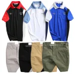 Set nam polo cá sấu poly ghép vải phối short kaki co giãn size 36