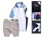 Set nam polo cá sấu poly ghép vải phối short kaki co giãn size 36