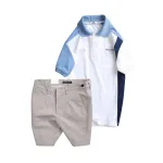 Set nam polo cá sấu poly ghép vải phối short kaki co giãn size 36