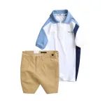 Set nam polo cá sấu poly ghép vải phối short kaki co giãn size 36