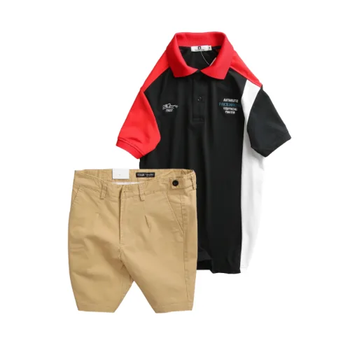 Set nam polo cá sấu poly ghép vải phối short kaki co giãn size 36