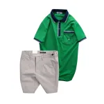 Chuyên sỉ set Bộ Nam - Áo Thun Nam Polo Cổ Bẻ Cá Sấu Poly Túi Nhỏ Thêu Logo Và Quần Short Kaki Co Giãn Phối Nút Cao Cấp (Có Size 36)