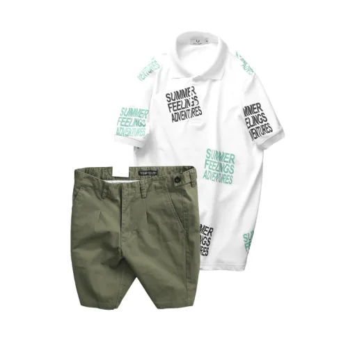 Shop sỉ set Bộ Nam - Áo Thun Nam Polo Cổ Bẻ In Chữ Summer Bền Đẹp Và Quần Short Kaki Co Giãn Phối Nút Cao Cấp (Có Size 36)