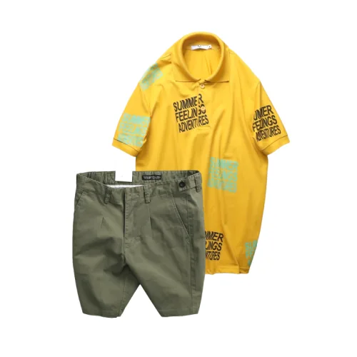 Shop sỉ set Bộ Nam - Áo Thun Nam Polo Cổ Bẻ In Chữ Summer Bền Đẹp Và Quần Short Kaki Co Giãn Phối Nút Cao Cấp (Có Size 36)